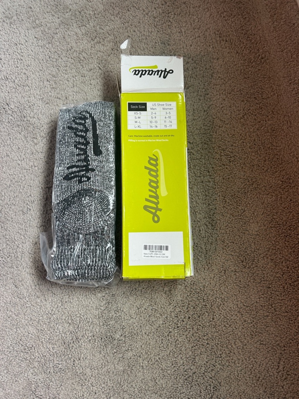 Alvada Wool Crew Hiking Socks in Black and White, 3 pair